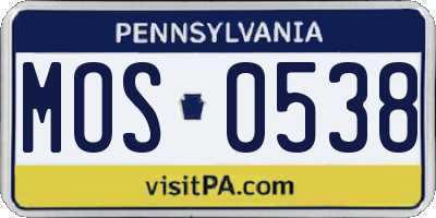 PA license plate MOS0538