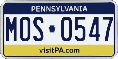 PA license plate MOS0547