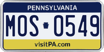 PA license plate MOS0549