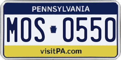 PA license plate MOS0550