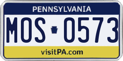 PA license plate MOS0573