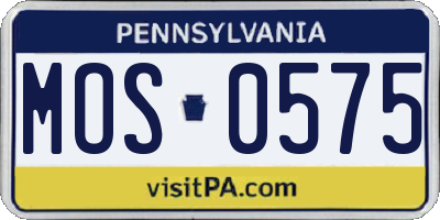 PA license plate MOS0575