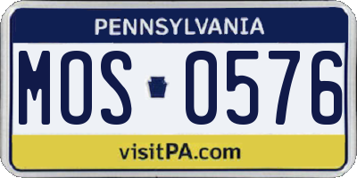 PA license plate MOS0576