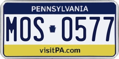 PA license plate MOS0577
