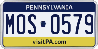 PA license plate MOS0579