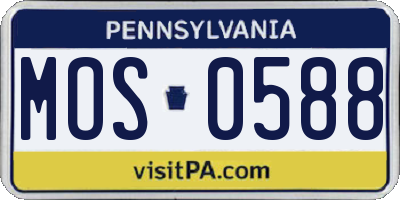 PA license plate MOS0588