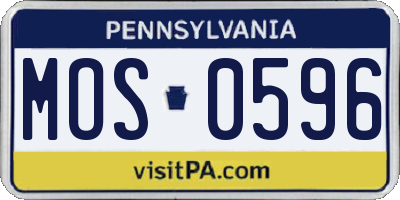PA license plate MOS0596
