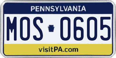 PA license plate MOS0605