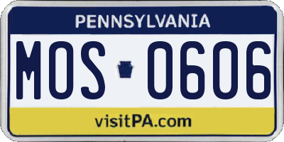 PA license plate MOS0606