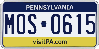 PA license plate MOS0615
