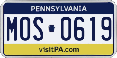 PA license plate MOS0619
