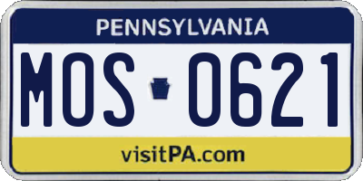 PA license plate MOS0621