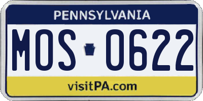 PA license plate MOS0622