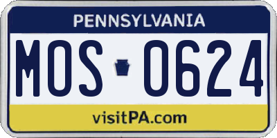 PA license plate MOS0624