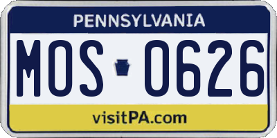 PA license plate MOS0626