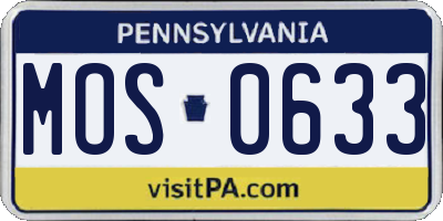 PA license plate MOS0633