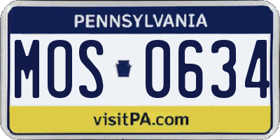 PA license plate MOS0634