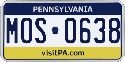 PA license plate MOS0638