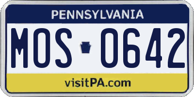 PA license plate MOS0642