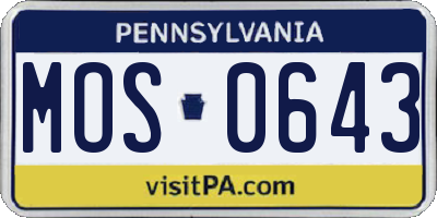 PA license plate MOS0643