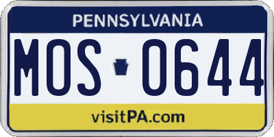 PA license plate MOS0644