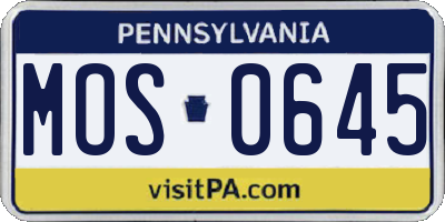 PA license plate MOS0645