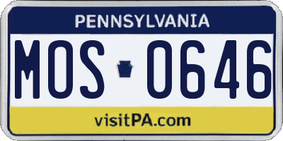 PA license plate MOS0646
