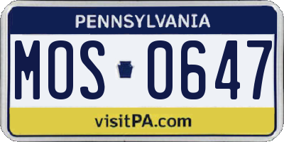 PA license plate MOS0647