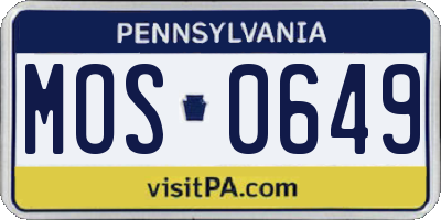 PA license plate MOS0649
