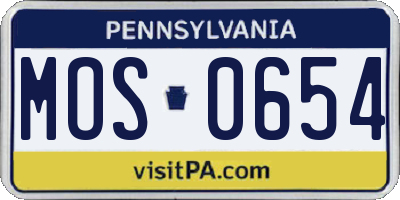 PA license plate MOS0654