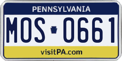 PA license plate MOS0661
