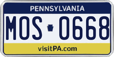 PA license plate MOS0668