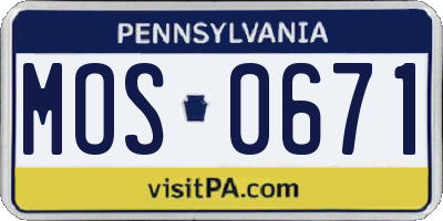 PA license plate MOS0671