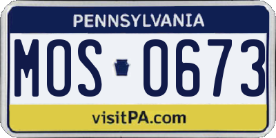 PA license plate MOS0673