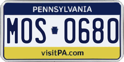 PA license plate MOS0680