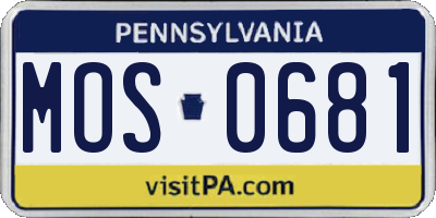 PA license plate MOS0681