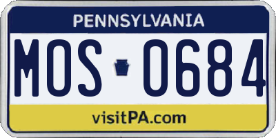 PA license plate MOS0684