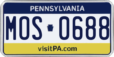 PA license plate MOS0688