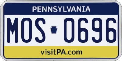 PA license plate MOS0696