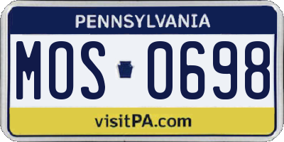 PA license plate MOS0698