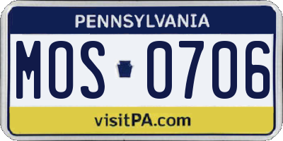 PA license plate MOS0706