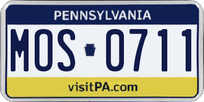 PA license plate MOS0711
