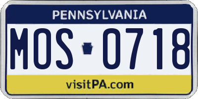 PA license plate MOS0718