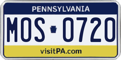 PA license plate MOS0720