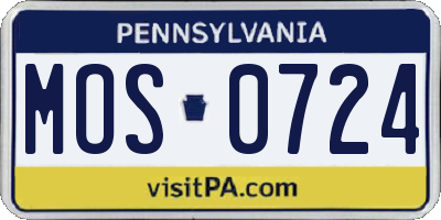 PA license plate MOS0724