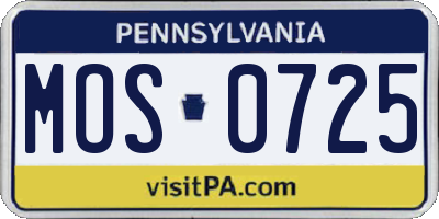 PA license plate MOS0725