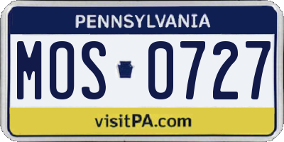 PA license plate MOS0727