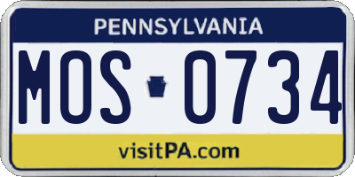 PA license plate MOS0734