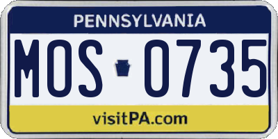 PA license plate MOS0735