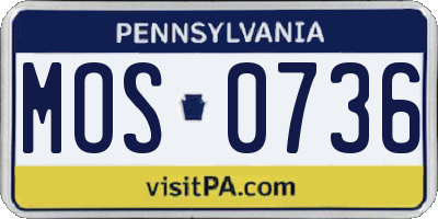 PA license plate MOS0736